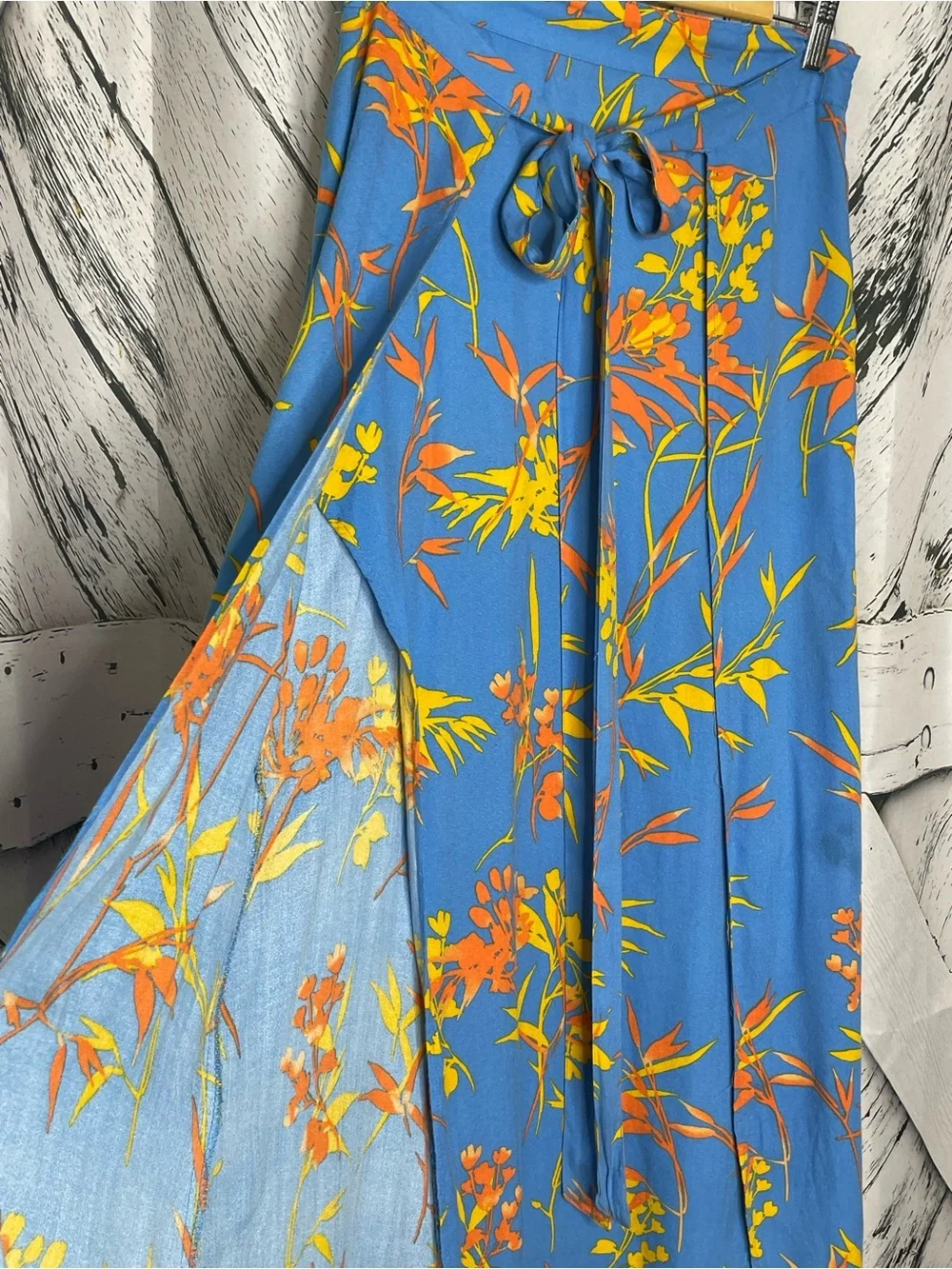Olivaceous Wrap Tie Maxi Skirt Floral Print M